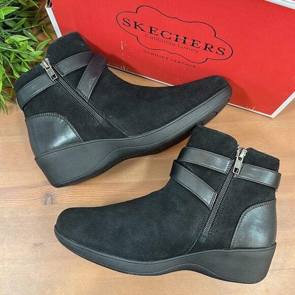 Skechers Frenchie Sleekish Wedge Boots with Buckle Detail Size 6.5 - Picture 9 of 11